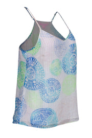 Current Boutique-Lilly Pulitzer - White, Blue, & Green Sand Dollar Print Tank w/ Metallic Threading Sz S