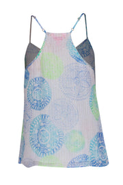 Current Boutique-Lilly Pulitzer - White, Blue, & Green Sand Dollar Print Tank w/ Metallic Threading Sz S