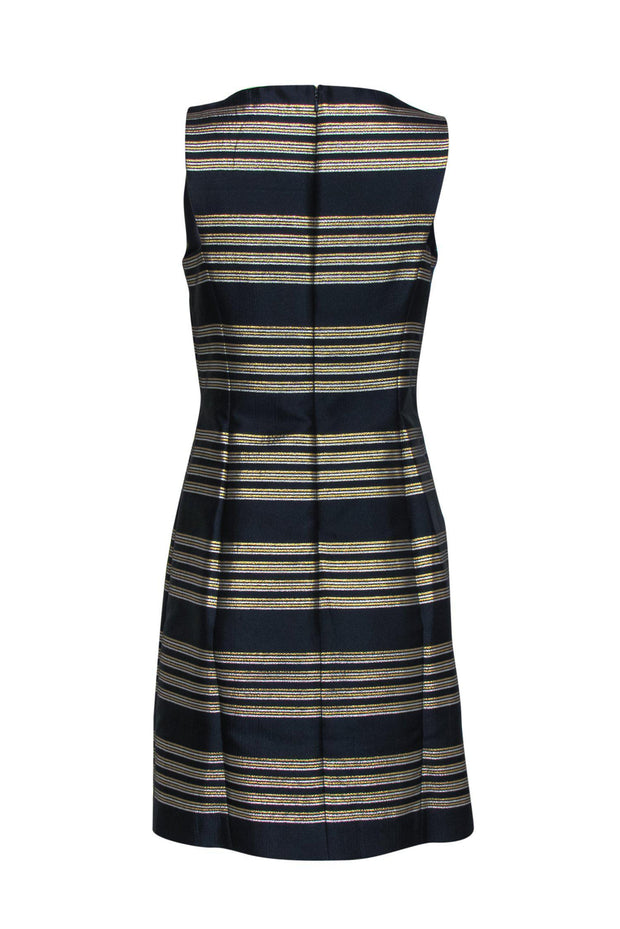 Lilly Pulitzer - Navy & Gold Striped Sheath Dress w/ Jewels Sz 2 Lilly Pulitzer - Navy & Gold Striped Sheath Dress w/ Jewels Sz 2