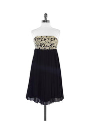 Current Boutique-Lilly Pulitzer - Gold & Black Strapless Dress Sz 4
