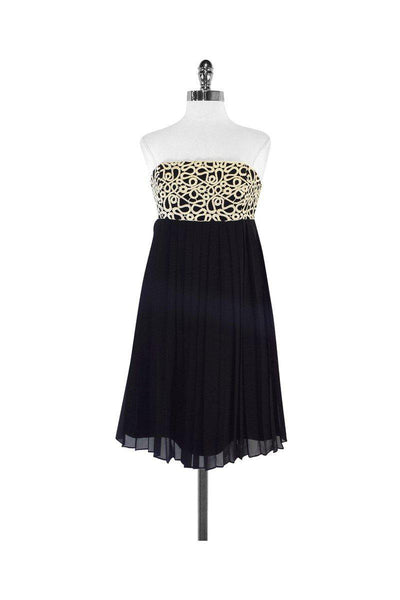 Current Boutique-Lilly Pulitzer - Gold & Black Strapless Dress Sz 4