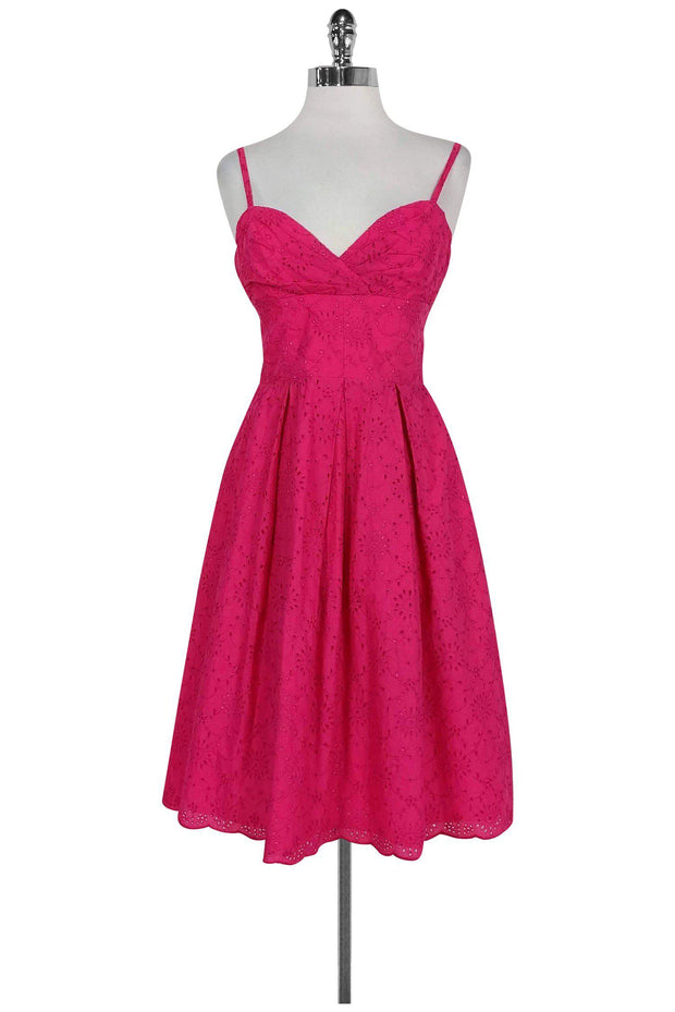 Lilly Pulitzer - Hot Pink Eyelet Flared Dress Sz 0 Lilly Pulitzer - Hot Pink Eyelet Flared Dress Sz 0