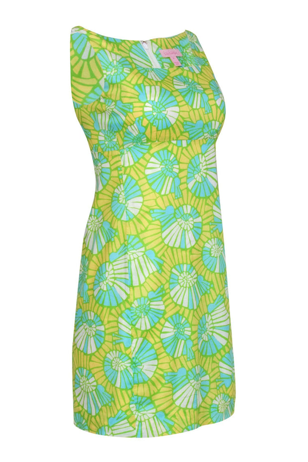 Lilly Pulitzer - Yellow, Green & Blue Seashell Print Sleeveless Babydo Lilly Pulitzer - Yellow, Green & Blue Seashell Print Sleeveless Babydo