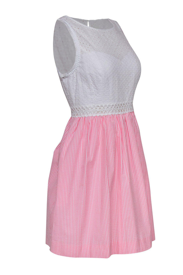 lilly pulitzer pink seersucker dress Lilly Pulitzer Britt Seersucker Striped Havana Pink Seersucker Stripe 0 at Amazon Women's Clothing store