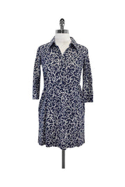 Current Boutique-Lilly Pulitzer - Navy & White Print Cotton Shirt Dress Sz 0