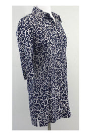 Current Boutique-Lilly Pulitzer - Navy & White Print Cotton Shirt Dress Sz 0