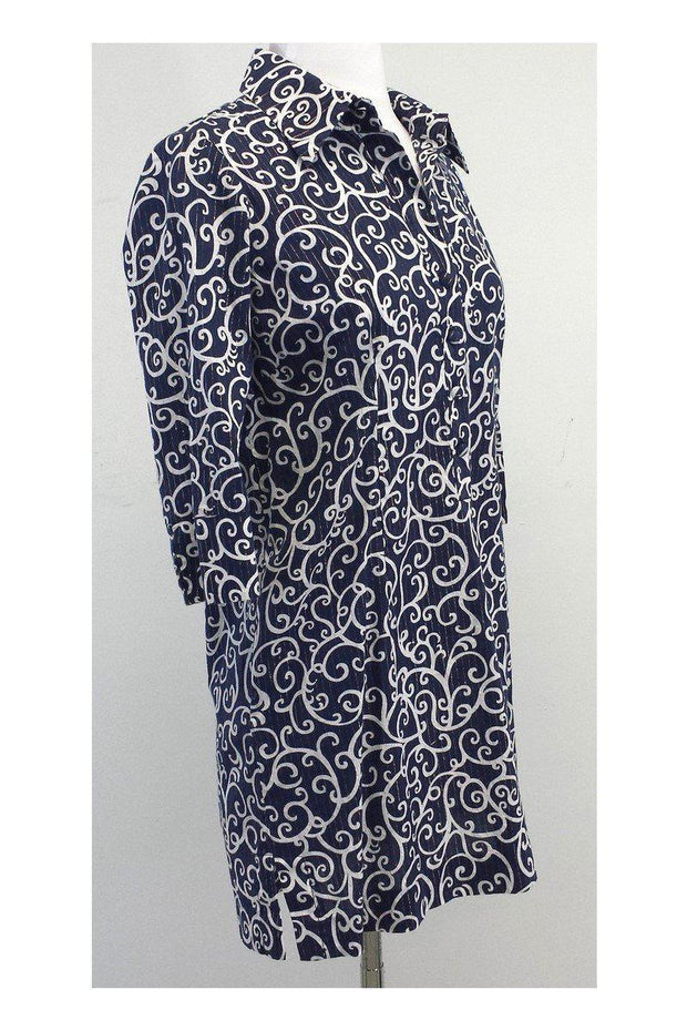 Current Boutique-Lilly Pulitzer - Navy & White Print Cotton Shirt Dress Sz 0