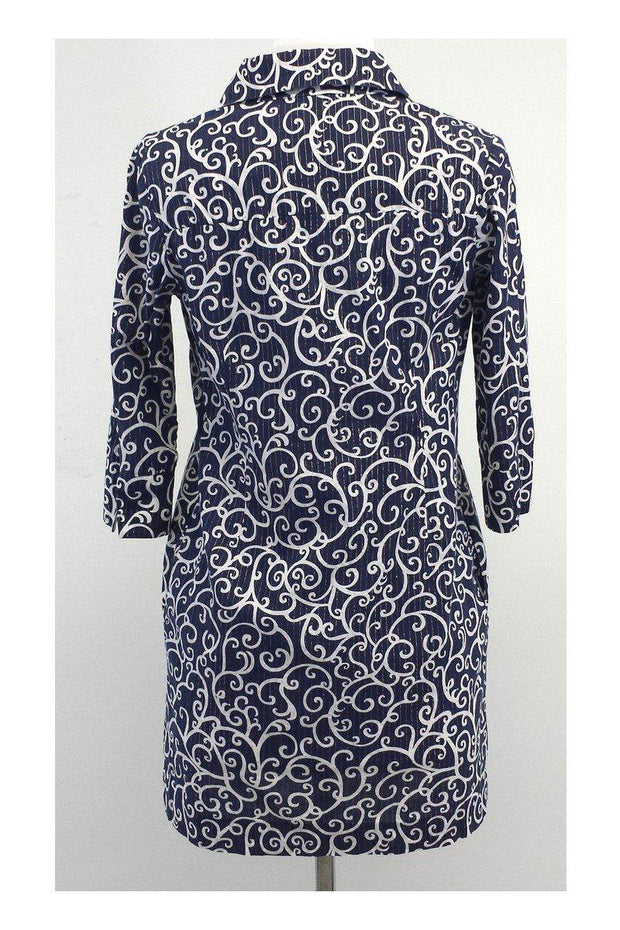 Current Boutique-Lilly Pulitzer - Navy & White Print Cotton Shirt Dress Sz 0