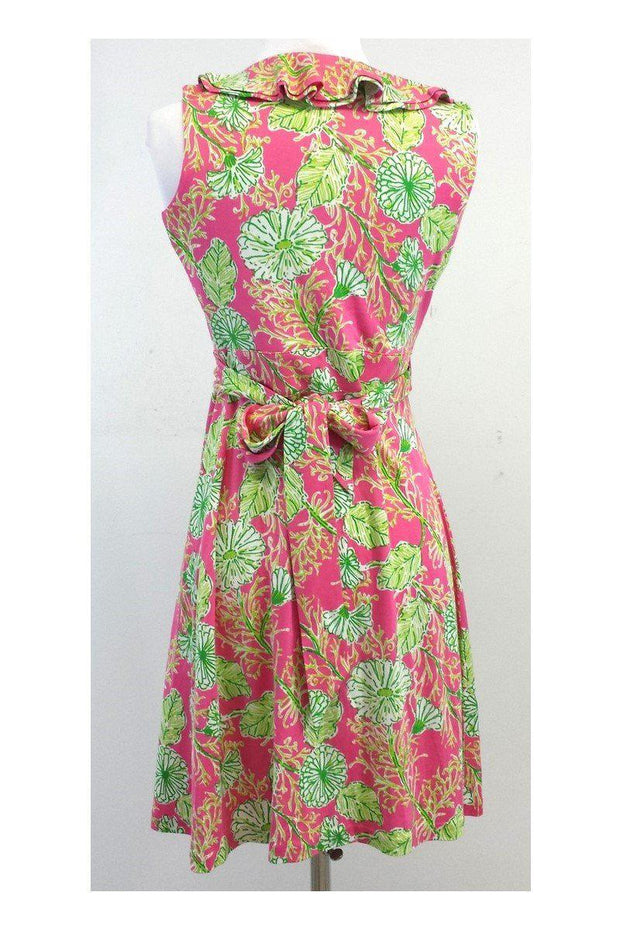 Lilly Pulitzer - Pink & Green Floral Wrap Dress Sz XS Lilly Pulitzer - Pink & Green Floral Wrap Dress Sz XS