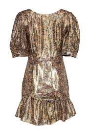 Love Shack Fancy - Metallic Gold "Lena" Mini Dress w/ Front Bow Sz M Love Shack Fancy - Metallic Gold "Lena" Mini Dress w/ Front Bow Sz M