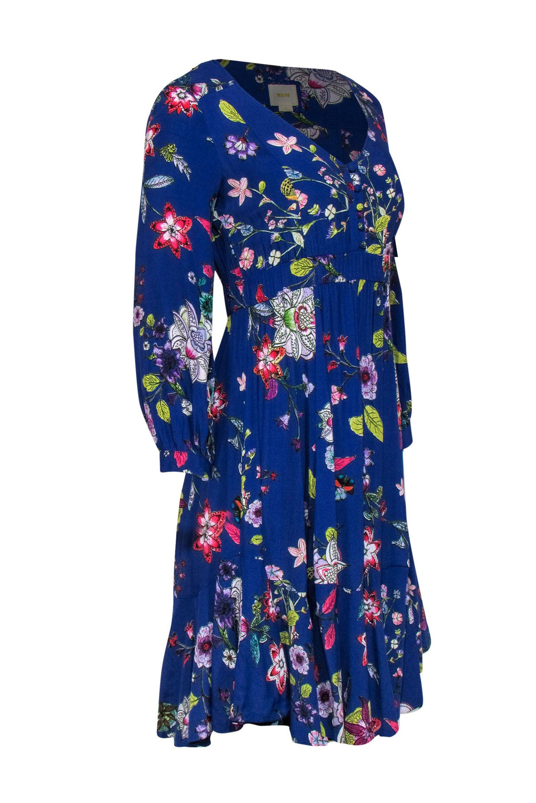 Maeve - Blue Floral Long Sleeve Fit & Flare Dress Sz XS Maeve - Blue Floral Long Sleeve Fit & Flare Dress Sz XS