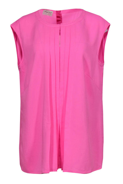 Current Boutique-Maison Common - Bubblegum Pink Textured Tank w/ Pleats Sz 14
