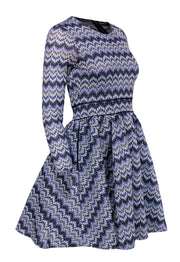 Current Boutique-Maje - Purple & White Chevron Fit & Flare Dress Sz S
