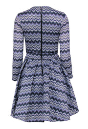 Current Boutique-Maje - Purple & White Chevron Fit & Flare Dress Sz S