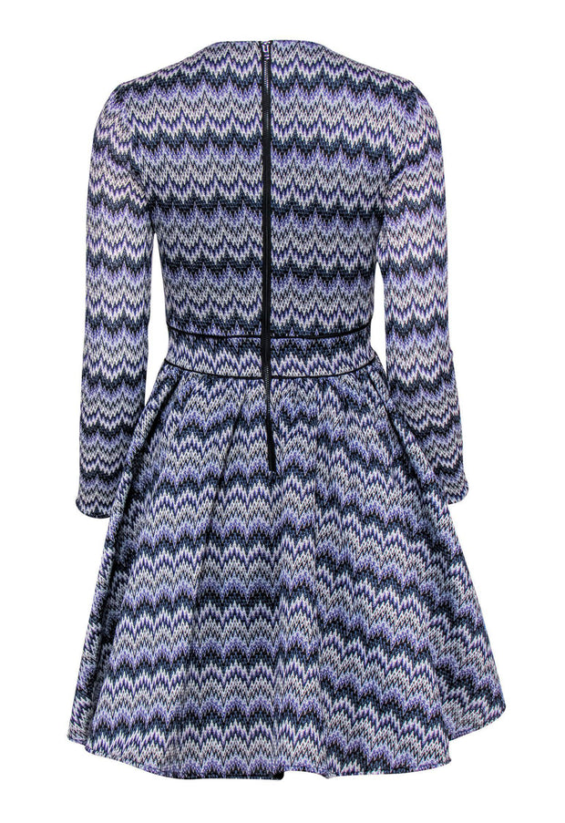 Current Boutique-Maje - Purple & White Chevron Fit & Flare Dress Sz S