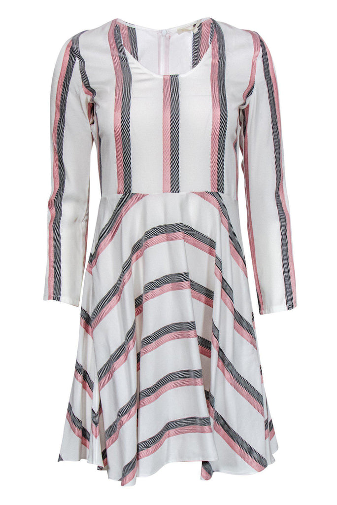 slim fit dress slacks Misook Striped V-Neck Ribbed Knit Dress main image 0