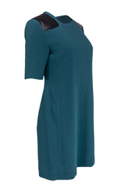 Current Boutique-Marc by Marc Jacobs - Dark Teal Shift Dress w/ Quilted Leather Shoulders Sz 8