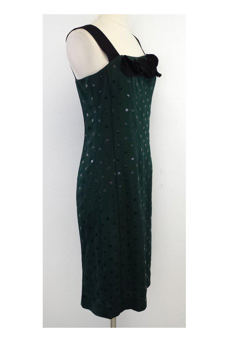 Marc Jacobs - Green & Black Polka Dot Silk Sleeveless Dress Sz 2 Marc Jacobs - Green & Black Polka Dot Silk Sleeveless Dress Sz 2
