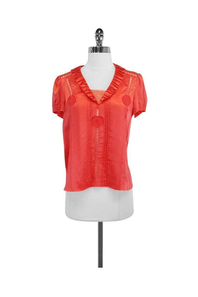 Current Boutique-Marc Jacobs - Coral Silk Top w/ Cutout Details Sz 2