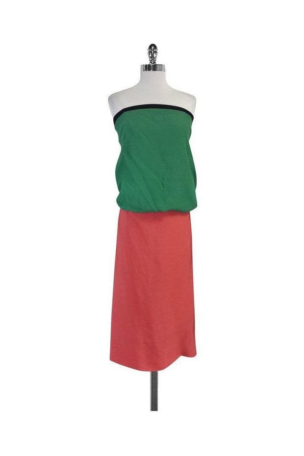 Marni - Green & Salmon Colorblock Strapless Dress Sz 4 Marni - Green & Salmon Colorblock Strapless Dress Sz 4