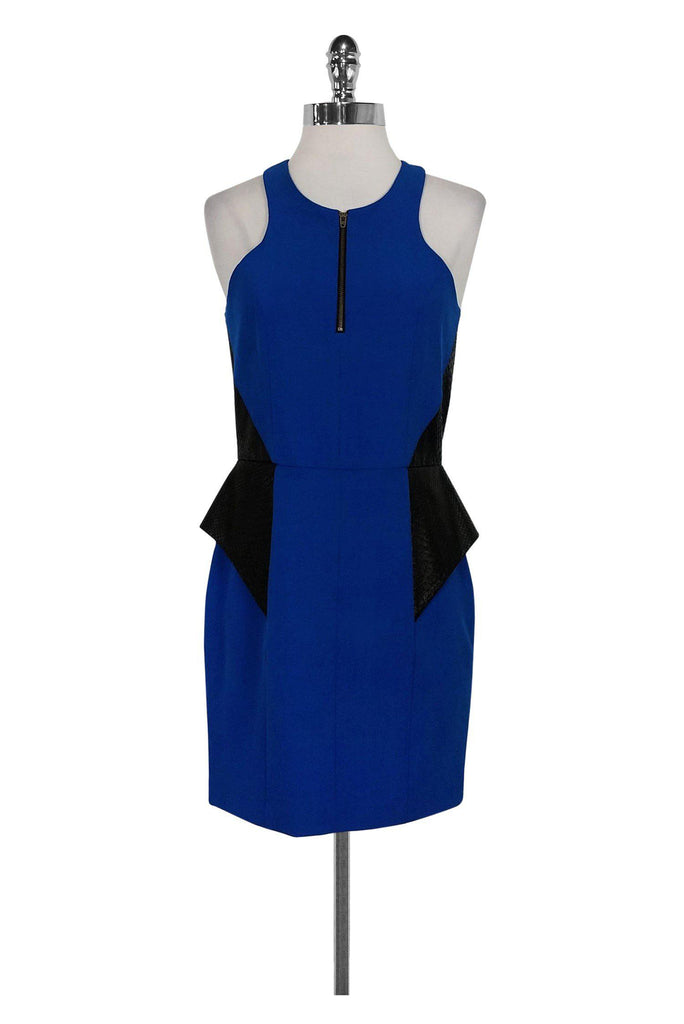 Mason - Royal Blue & Leather Peplum Dress Sz 4 Mason - Royal Blue & Leather Peplum Dress Sz 4