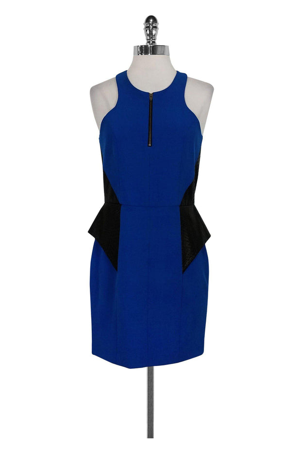 Mason - Royal Blue & Leather Peplum Dress Sz 4 Mason - Royal Blue & Leather Peplum Dress Sz 4