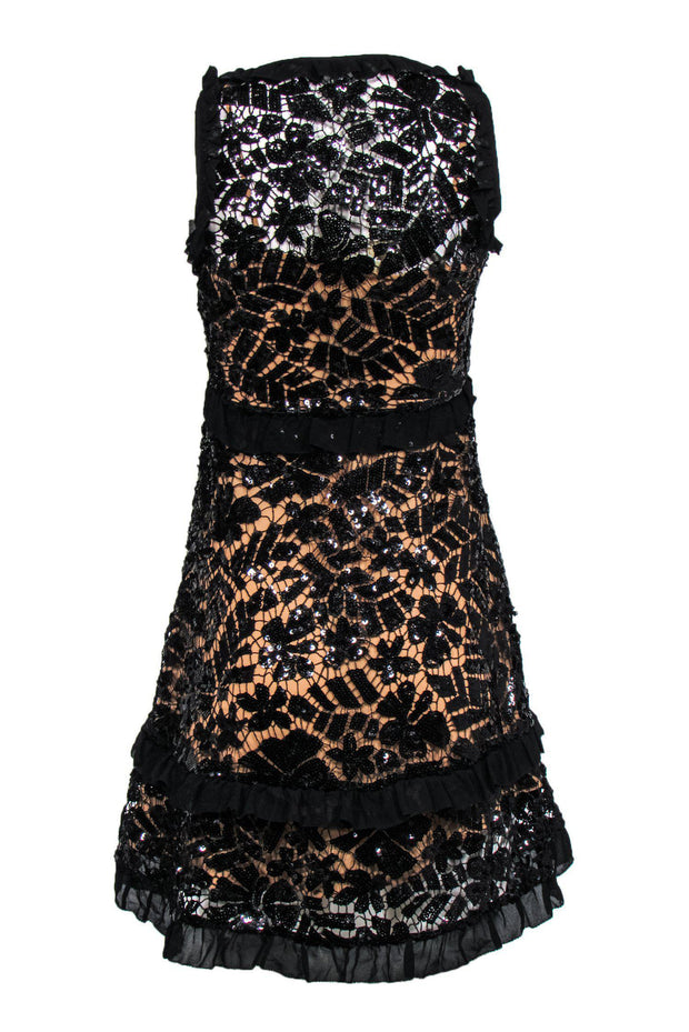 michael kors lace dress Michael Kors Black Lace Midi Dress Size S Elegant Halter Neck Sheath EUC Women's