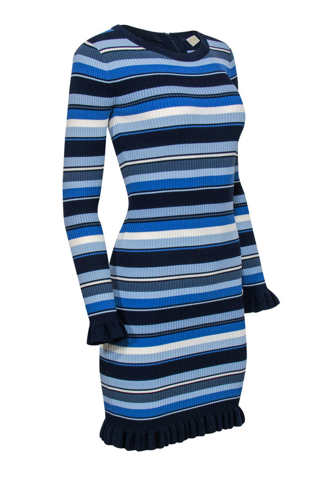 michael kors striped bodycon dress Striped Stretch Viscose Blend Midi Dress in BLACK - Sale