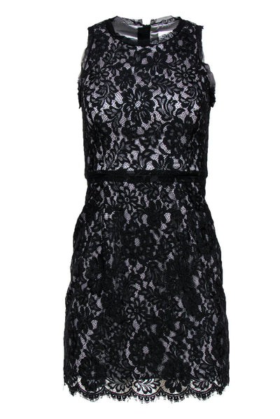 Milly - Black Floral Lace Sleeveless Sheath Dress Sz 0 Milly - Black Floral Lace Sleeveless Sheath Dress Sz 0