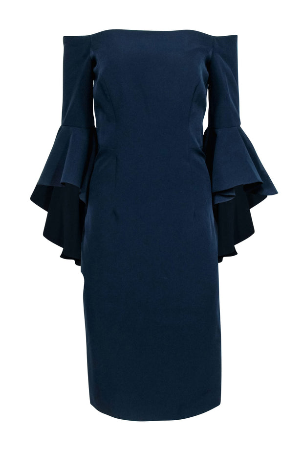 milly navy blue dress Milly Women's Liv Belted Pleated Dress - Blue - Size 4