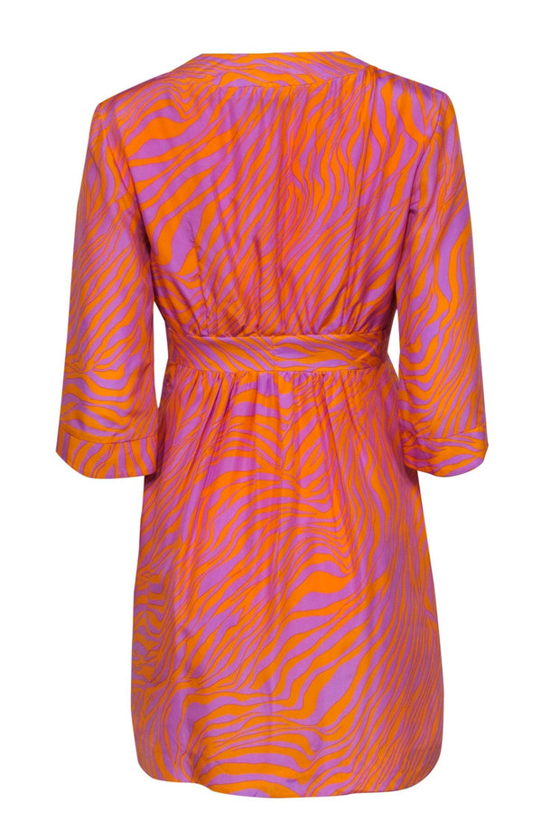 open lace back dress AFRM Zebra Satin A Line Mini Dress