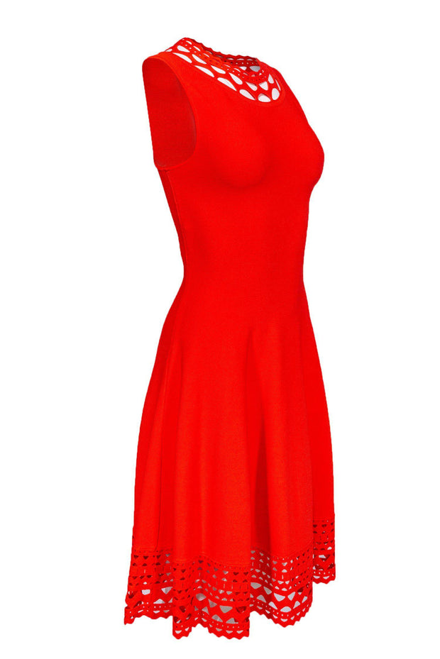 Milly - Red Orange Dress w/ Laser Cut Designs Sz L Milly - Red Orange Dress w/ Laser Cut Designs Sz L