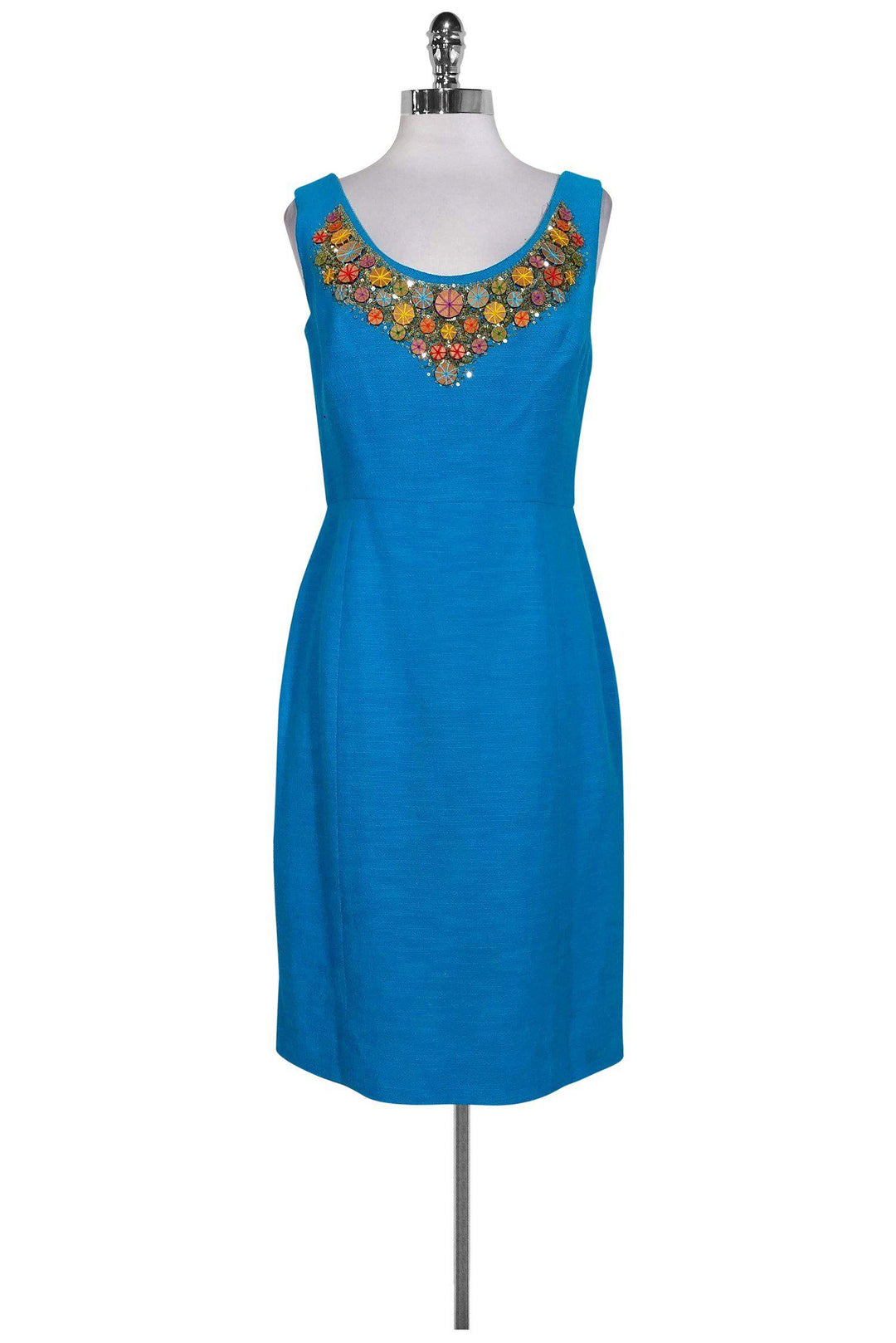 Milly - Bright Blue Beaded Neckline Dress Sz 6 | Current Boutique Milly - Bright Blue Beaded Neckline Dress Sz 6 | Current Boutique
