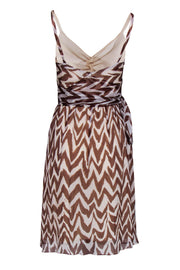 Current Boutique-Milly - Brown & Tan Silk Geometric Print Wrap Dress Sz 6