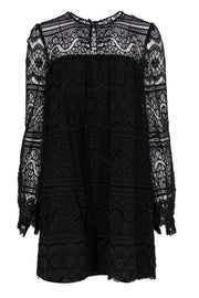 Current Boutique-Milly - Black Lace Long Sleeve Shift Dress Sz 8