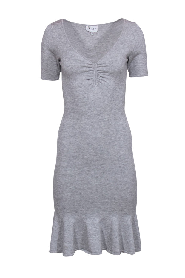 milly grey dress Milly Ricky Metallic Rhinestone Midi Dress