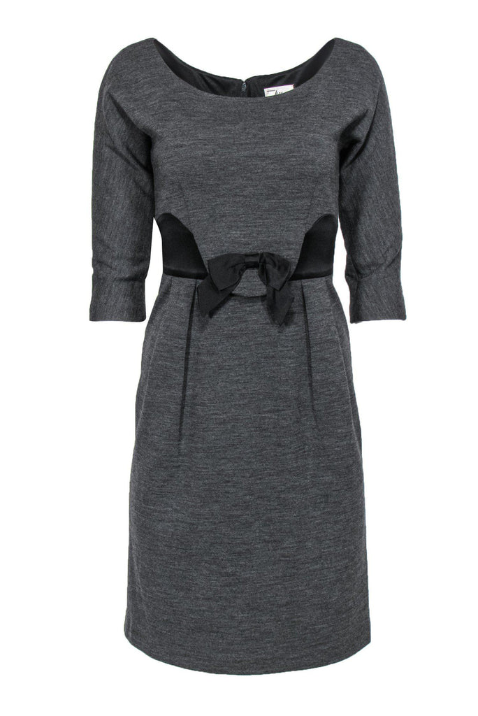 Milly - Dark Grey Cocktail Dress w/ Bow Sz S | Current Boutique