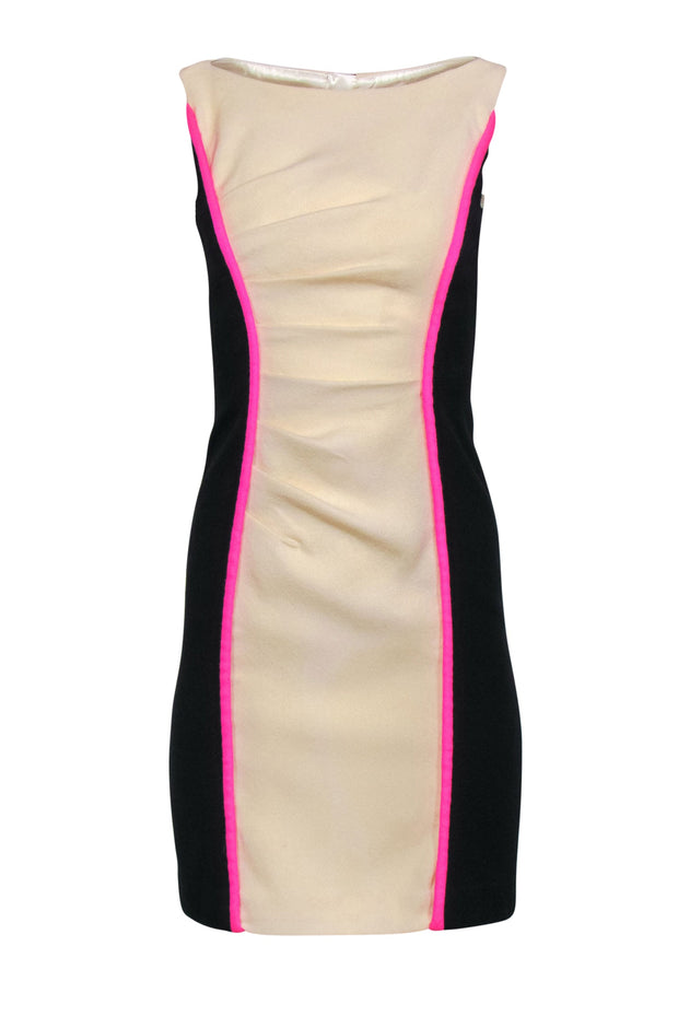 Milly - Cream & Black Color Block Fitted Sheath Dress Sz 0 Milly - Cream & Black Color Block Fitted Sheath Dress Sz 0