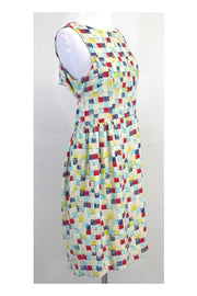 Current Boutique-Mischen - Blue, Red & Yellow Square Print Dress Sz 6