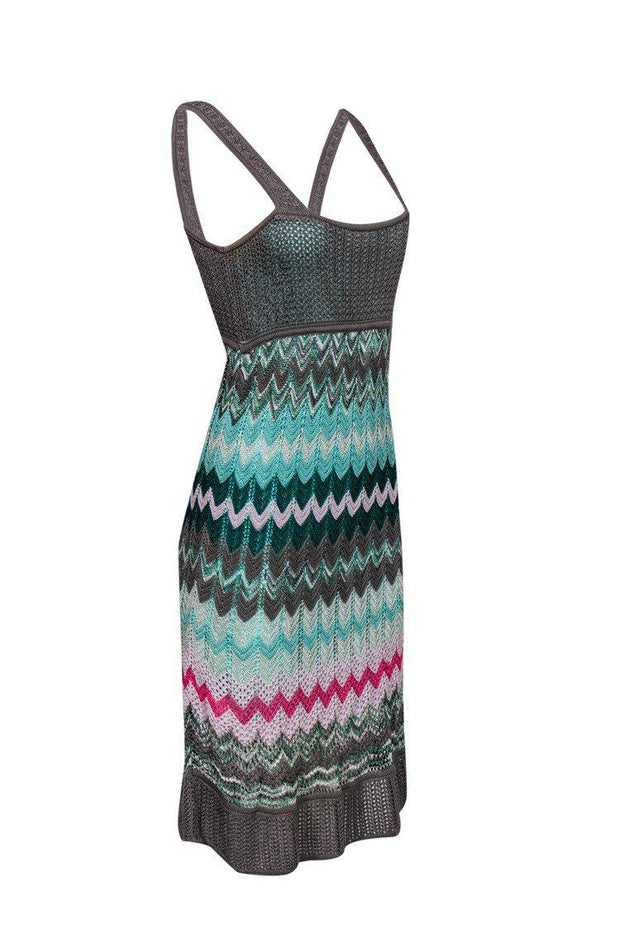Current Boutique-Missoni - Multicolored Chevron Print Knitted Midi Dress Sz 12