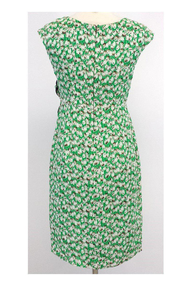 Moulinette Soeurs - Green & Brown Tulip Print Silk Dress Sz 2 Moulinette Soeurs - Green & Brown Tulip Print Silk Dress Sz 2