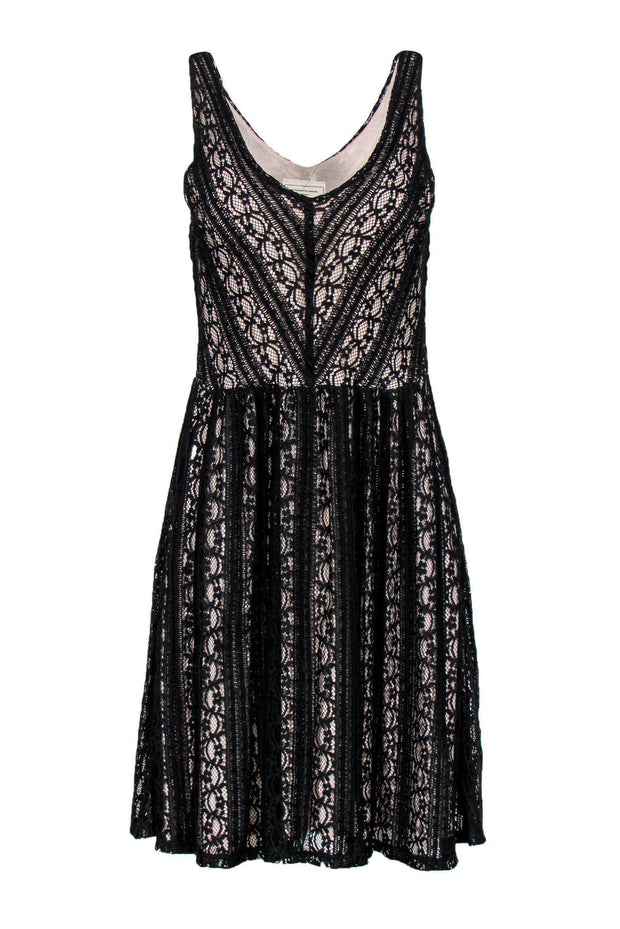 Moulinette Soeurs - Black Lace & Nude Plunge Cocktail Dress Sz S Moulinette Soeurs - Black Lace & Nude Plunge Cocktail Dress Sz S