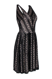 Current Boutique-Moulinette Soeurs - Black Lace & Nude Plunge Cocktail Dress Sz S
