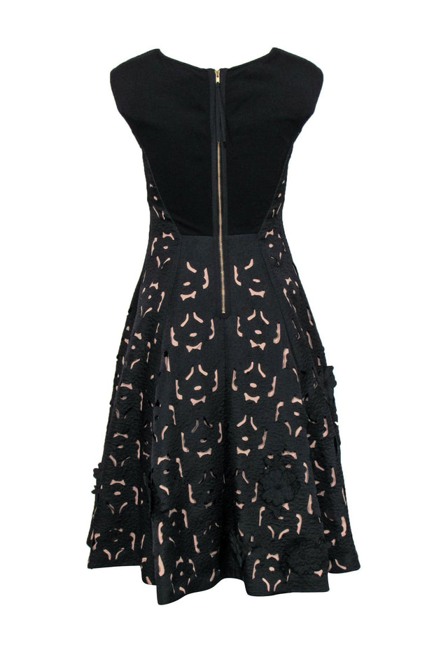Moulinette Soeurs - Black Floral Applique Midi A-Line Dress Sz 2 Moulinette Soeurs - Black Floral Applique Midi A-Line Dress Sz 2
