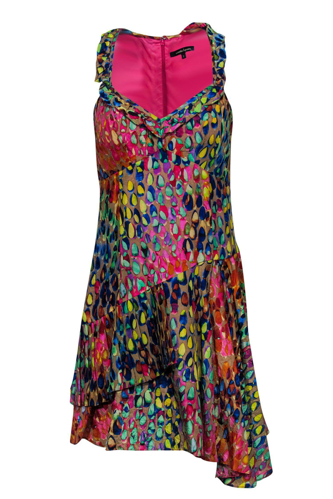 Nanette Lepore - Multicolored Speckled Dress w/ Ruffles Sz 2