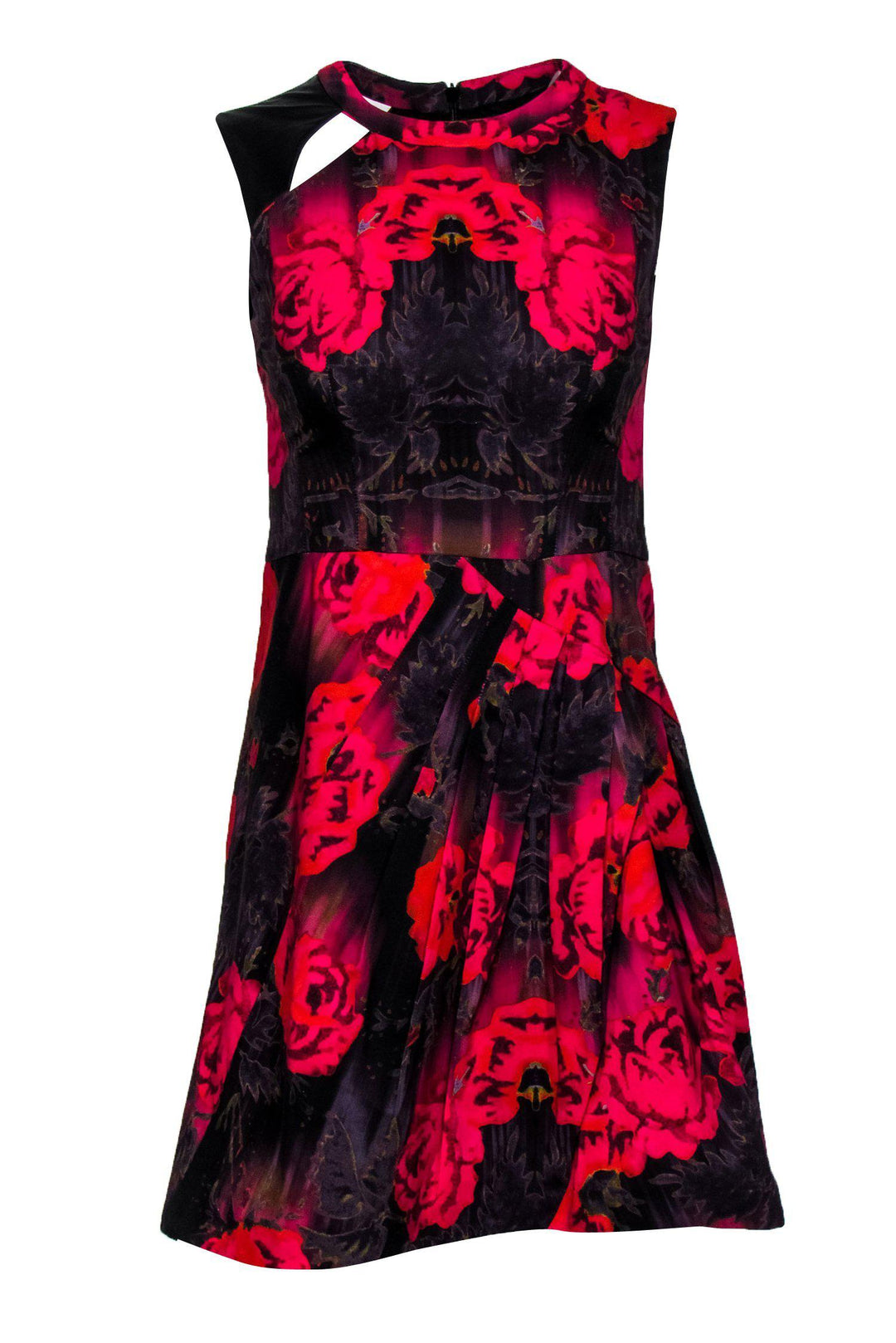 nanette lepore red floral dress Nanette Lepore Silk Dress Red Floral Ruffle