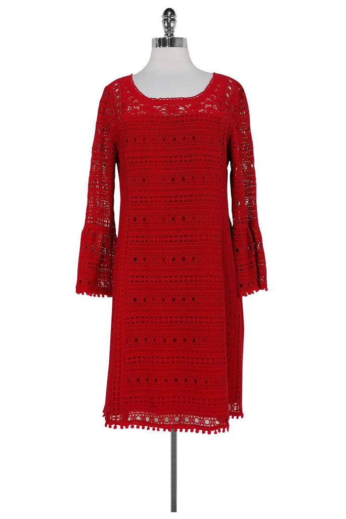 strapless open back dress Joycelin V-Neck Eyelet Maxi Dress Red main image 1