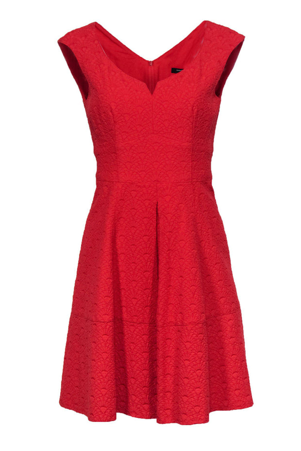 Nanette Lepore - Red Scalloped Textured Fit & Flare Dress Sz 8 Nanette Lepore - Red Scalloped Textured Fit & Flare Dress Sz 8