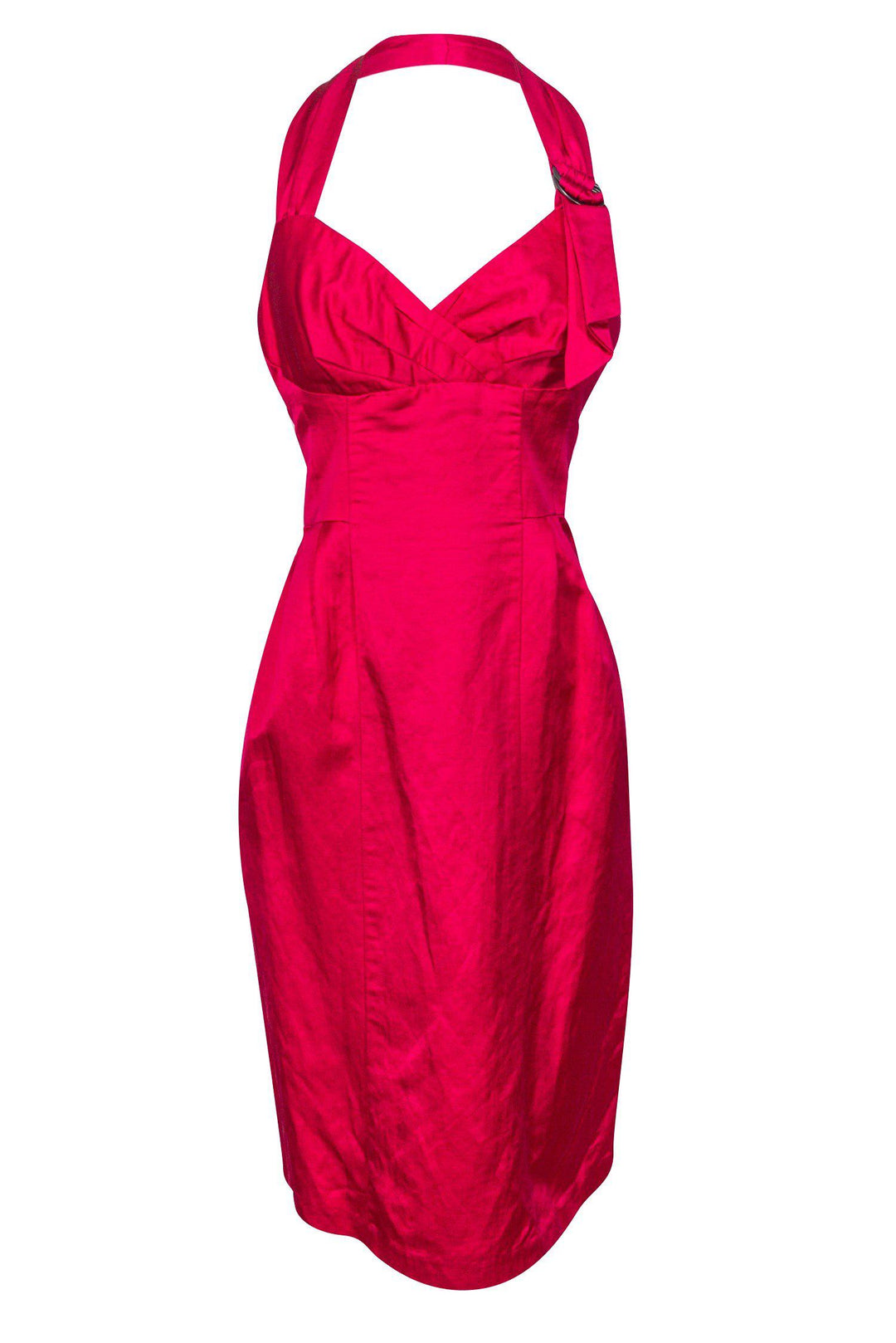 Nanette Lepore - Hot Pink Silk Sheath Halter Dress Sz 0 Nanette Lepore - Hot Pink Silk Sheath Halter Dress Sz 0