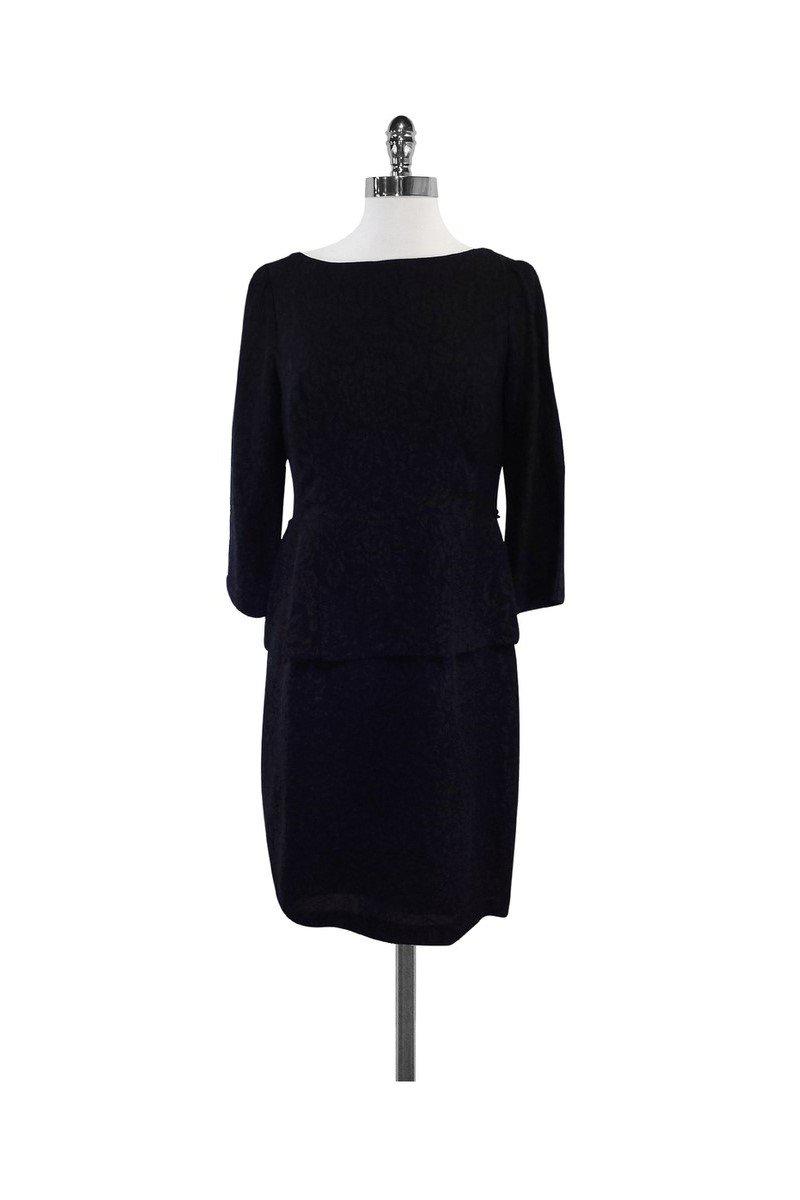 nanette lepore long sleeve dress Nanette Lepore - Black Silk Brocade Long Sleeve Dress Sz 6